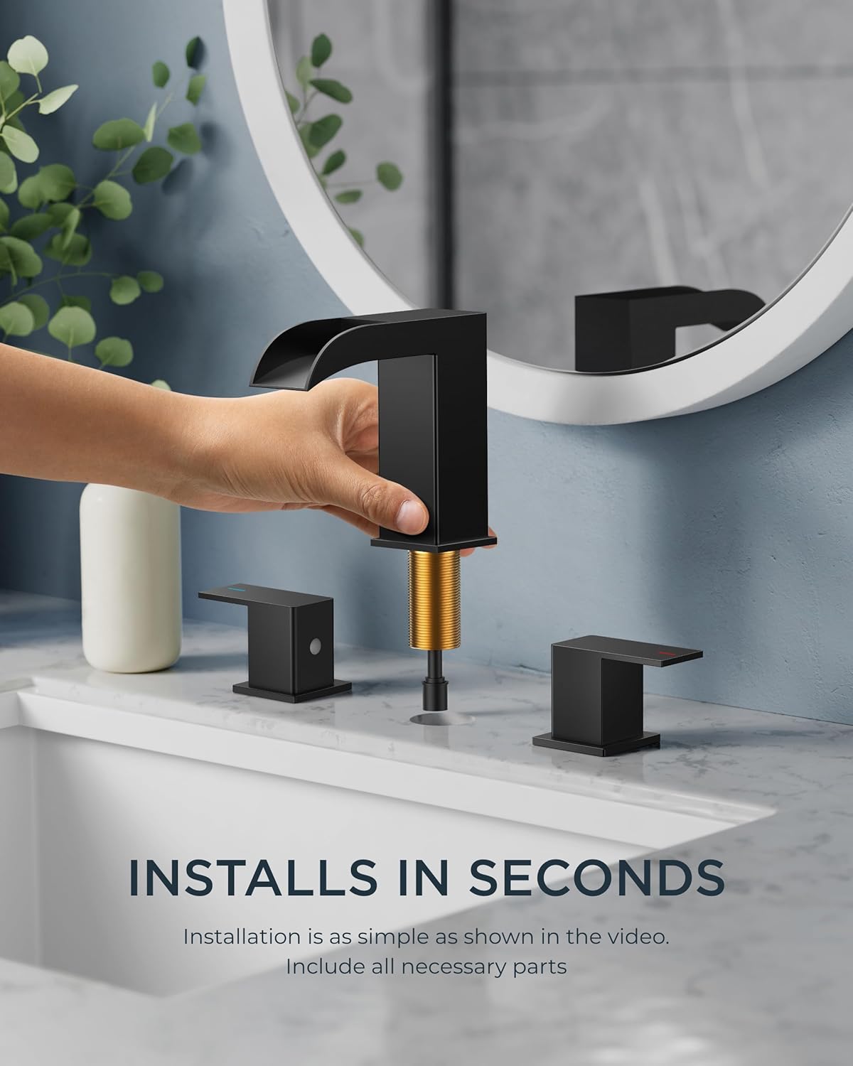 Matte Black Bathroom Faucets 3 Hole